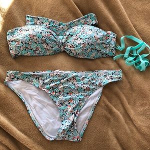 BCBG blue floral bikini size M